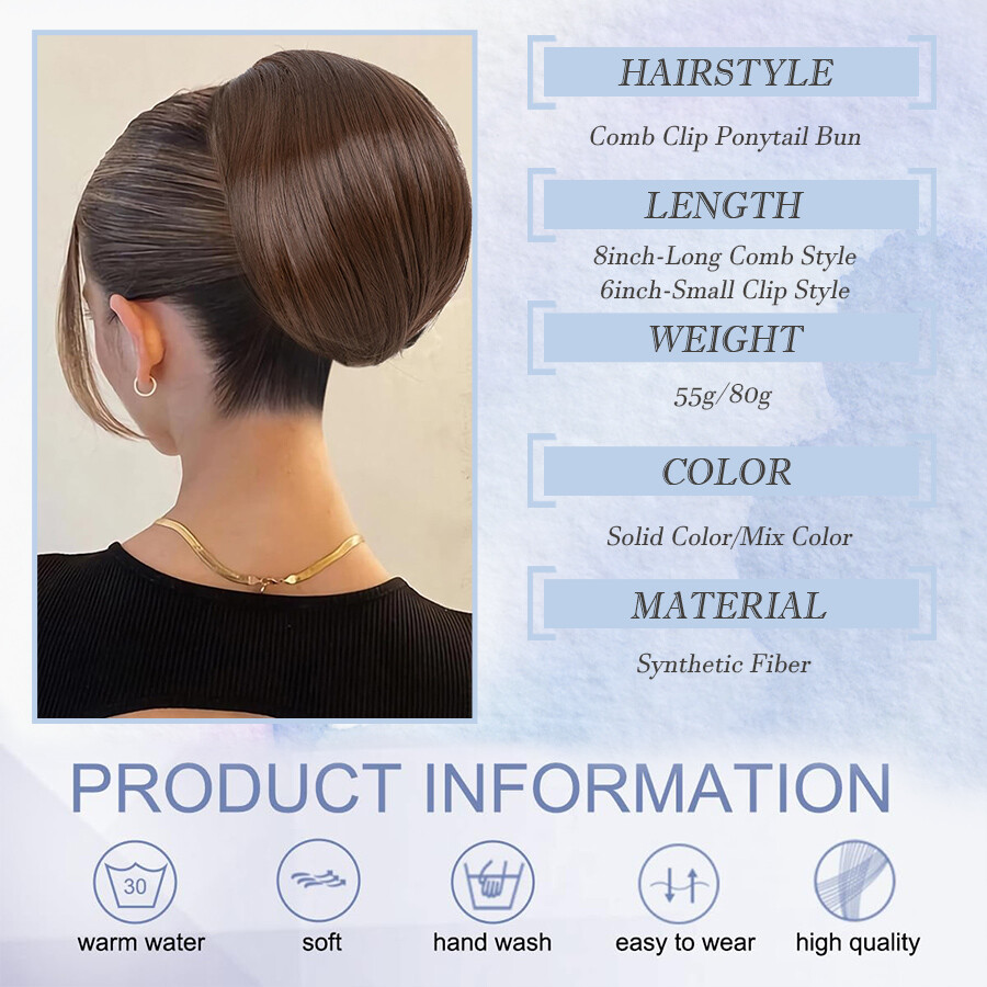 Elegant Drawstring Ponytail Comb Clip In Hair Bun Hepburn Chignon Extension Updo