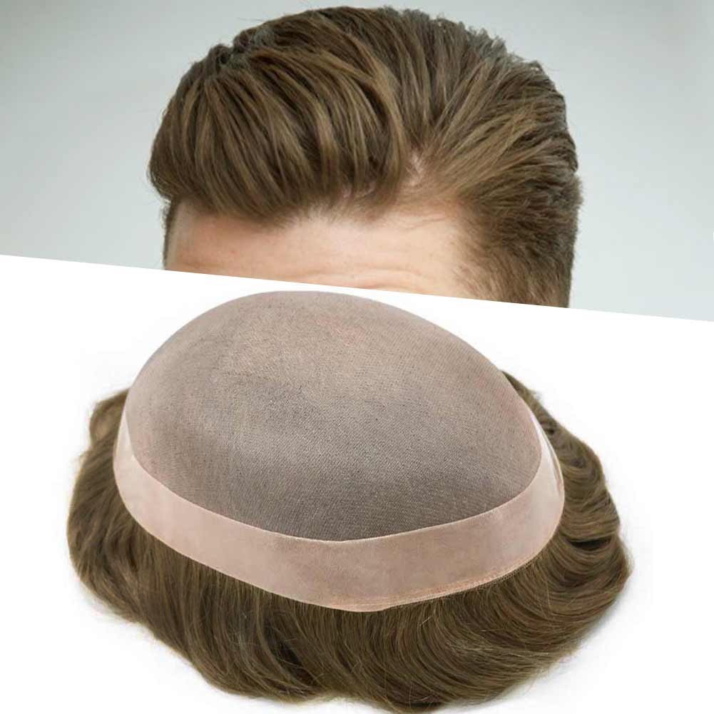 Mens Hair Replacement Fine mono Toupee All Colors Hairpiece PU System Men Wig US