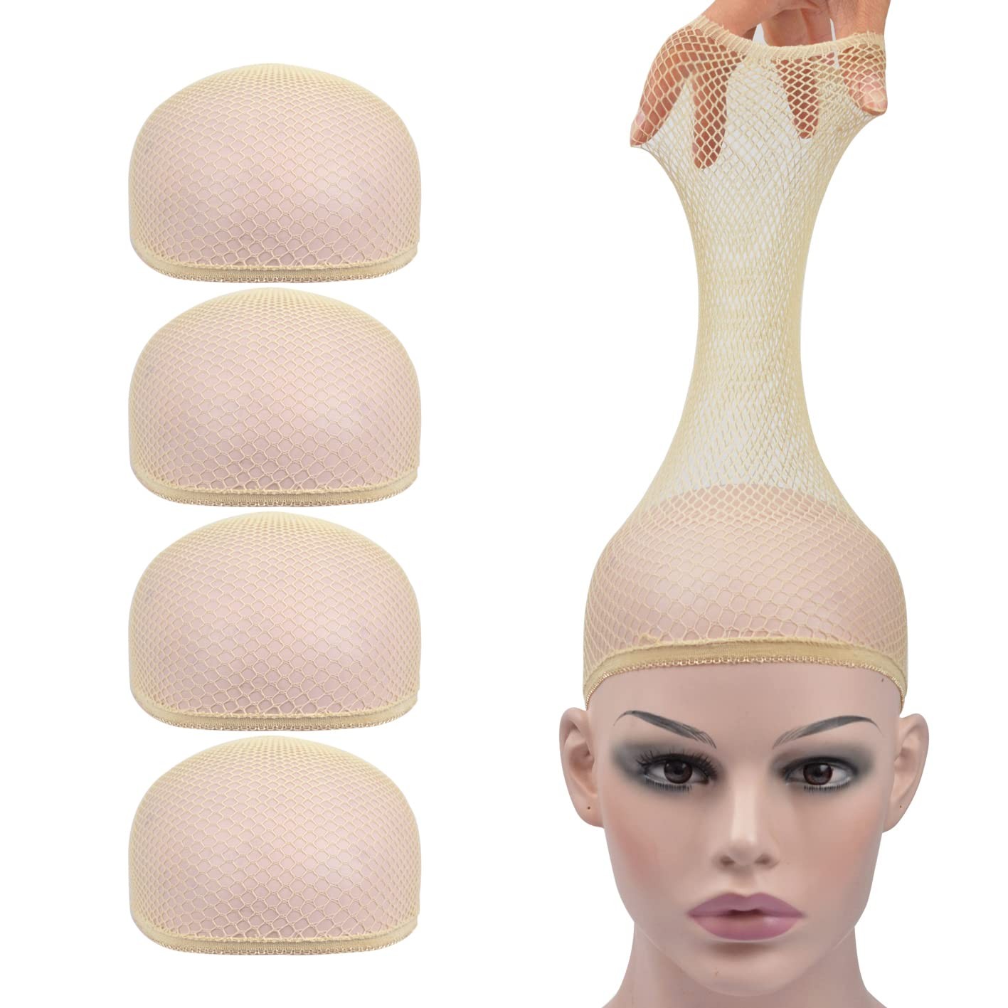 Gorros de malla para pelucas, gorros de medias para mujeres, hombres y niños