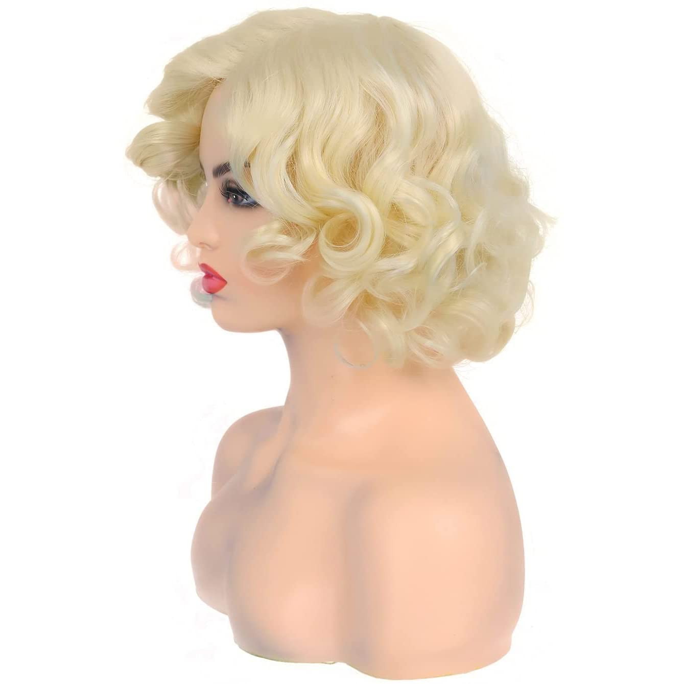 1920s Short Curly Blonde Wig woman synthetic costume hair cosplay actress stage