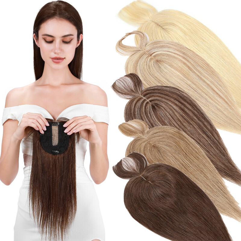 130% Clip In Human Hair Topper Top Hairpiece Toupee Wigs Bangs Thick Large Base