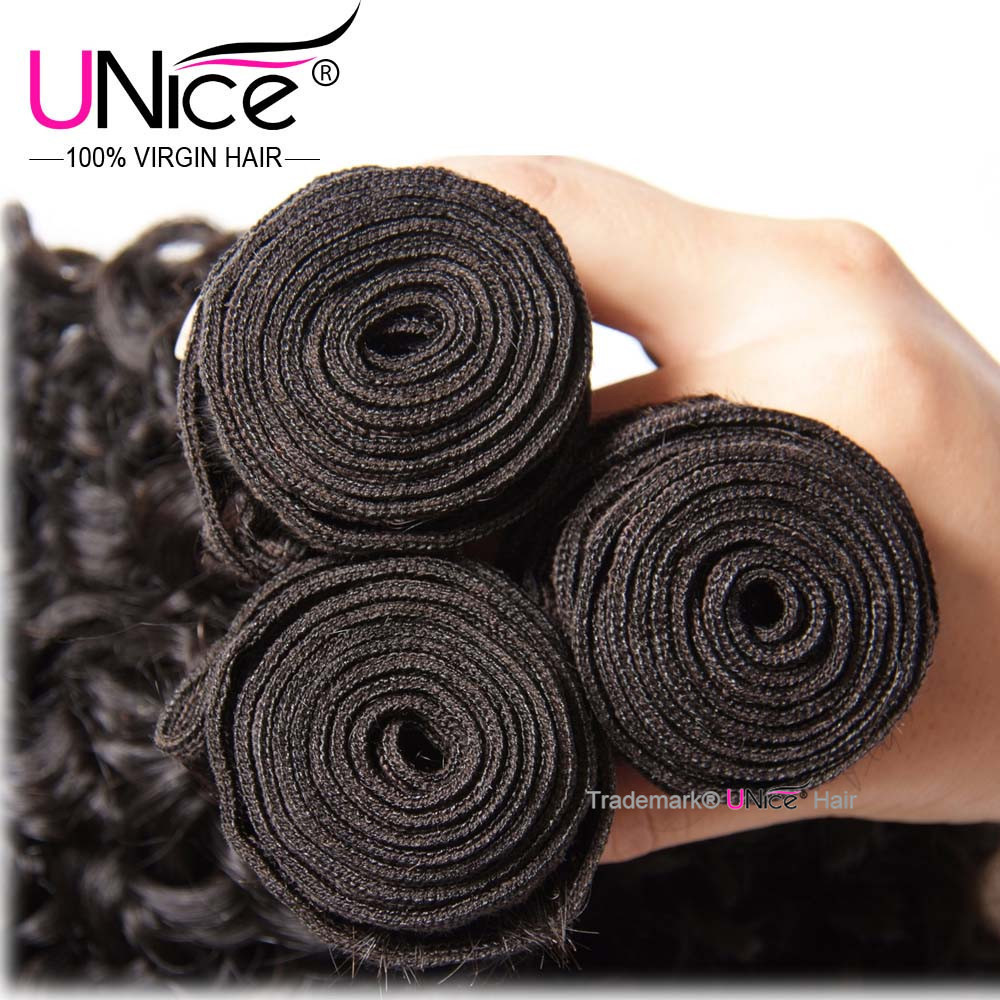 UNice Hair Cambodian Curly 3 Bundles Human Hair Extensions Virgin Hair Weaves US