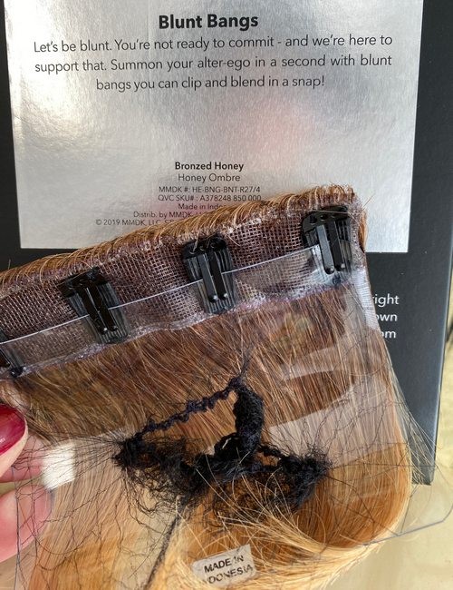 STYLD by KEN PAVES Honey Ombre Blunt Bangs Hair Extensions Human New Clip In