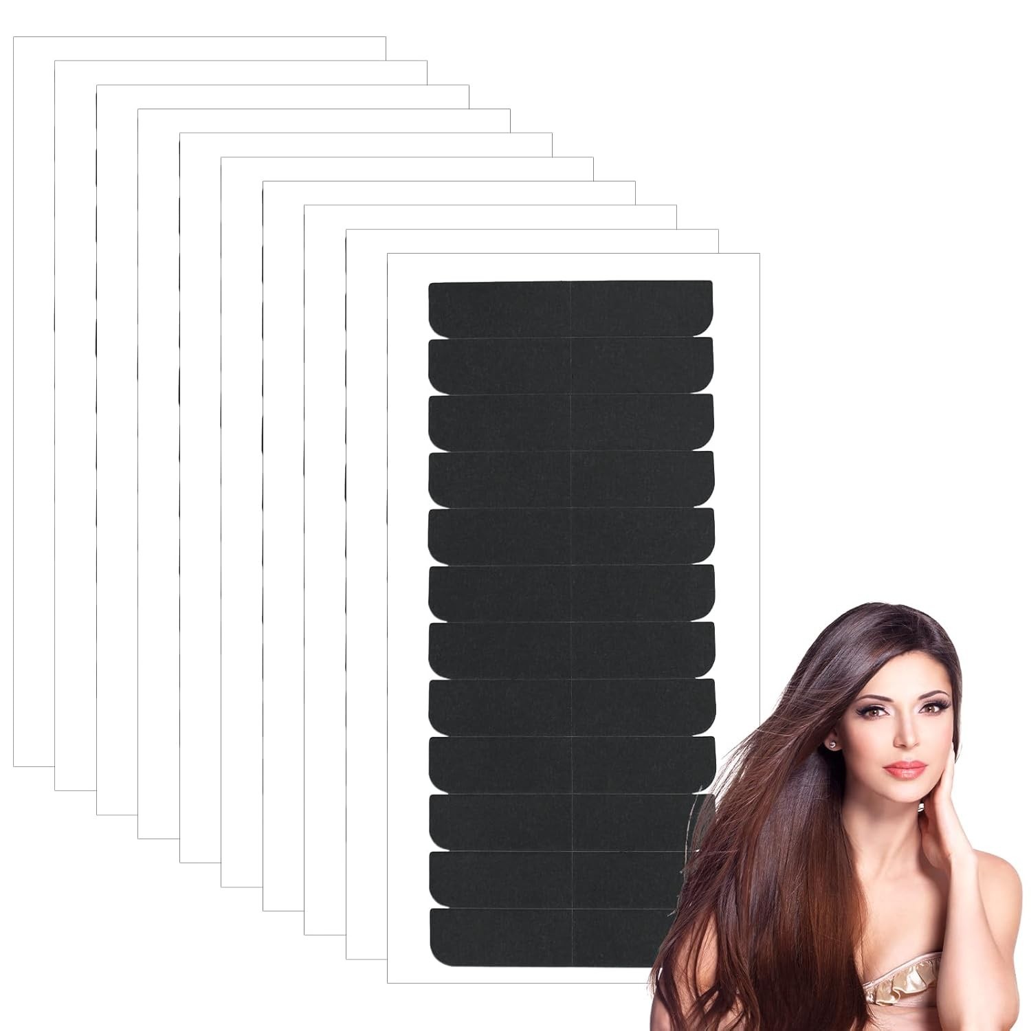 120pcs Black Hair Extension Tape Double Sided Waterproof Replacement Adhesive Ta