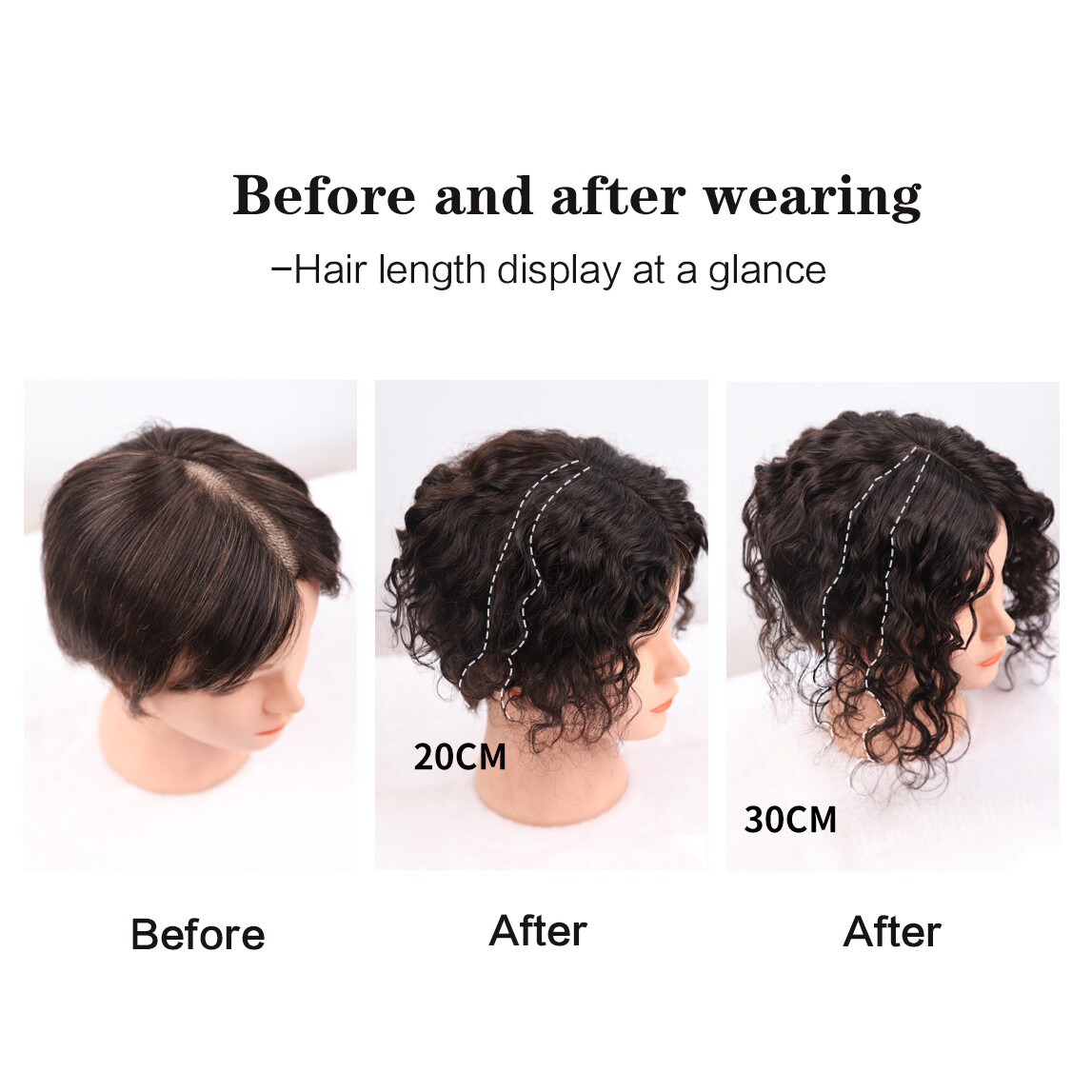 Fluffy Curly Wavy Real Human Hair Mono PU Topper Wiglet Replacement For Women