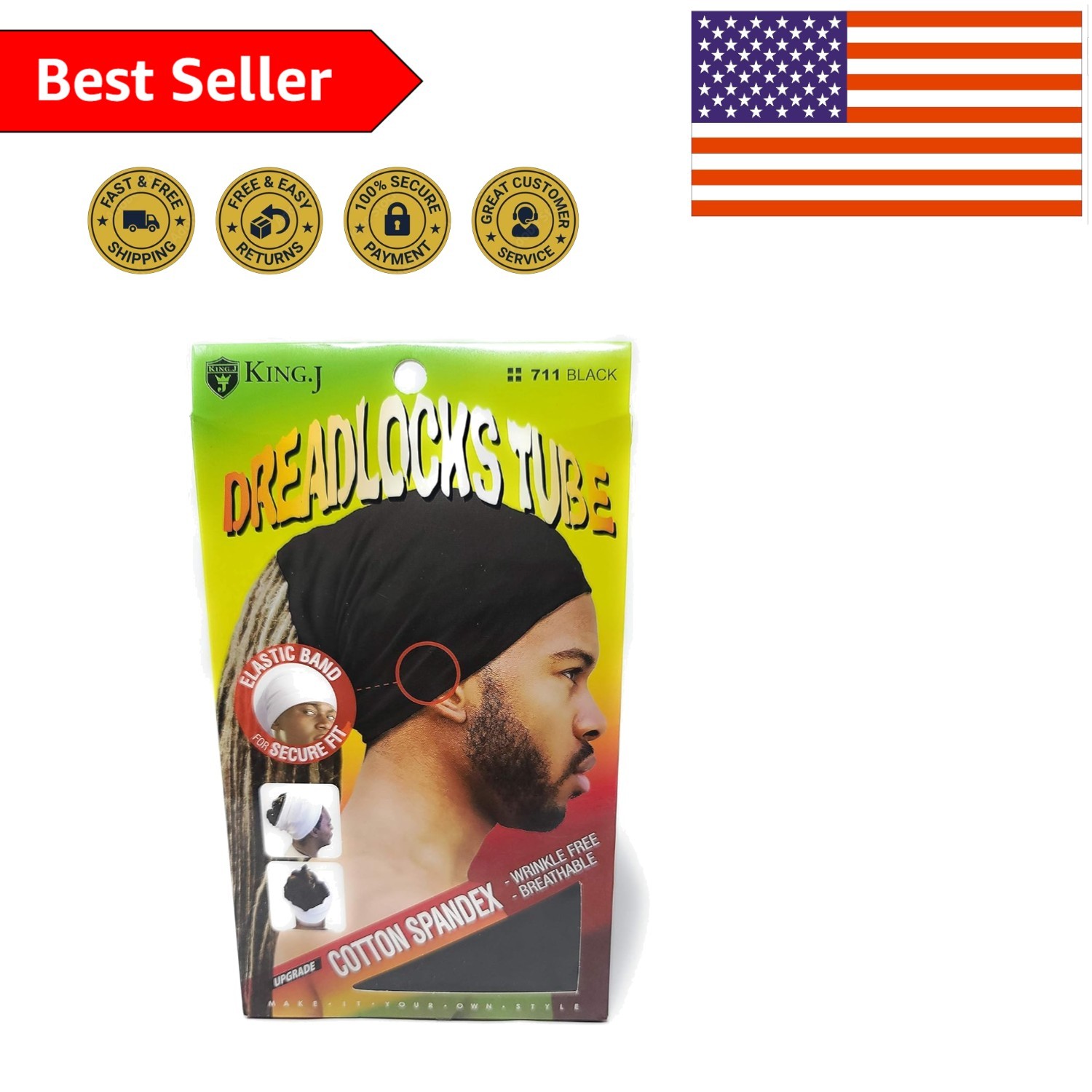 Stylish Black Dreadlocks Tube – Unisex Cotton Spandex Headband for Everyday Wear