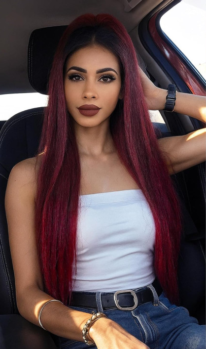 26″ Long Drawstring Ponytail Extension Yaky Synthetic Hairpiece 1B Burgundy