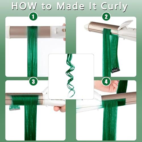 20 Inch Colored Green Hair Extensions Party Highlights 12 PCS-Dark Green