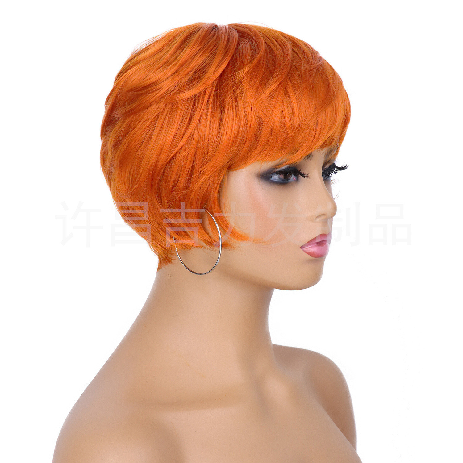 Straight Orange Pixie Cut Wigs Short Wig Party wigs Daily Wear