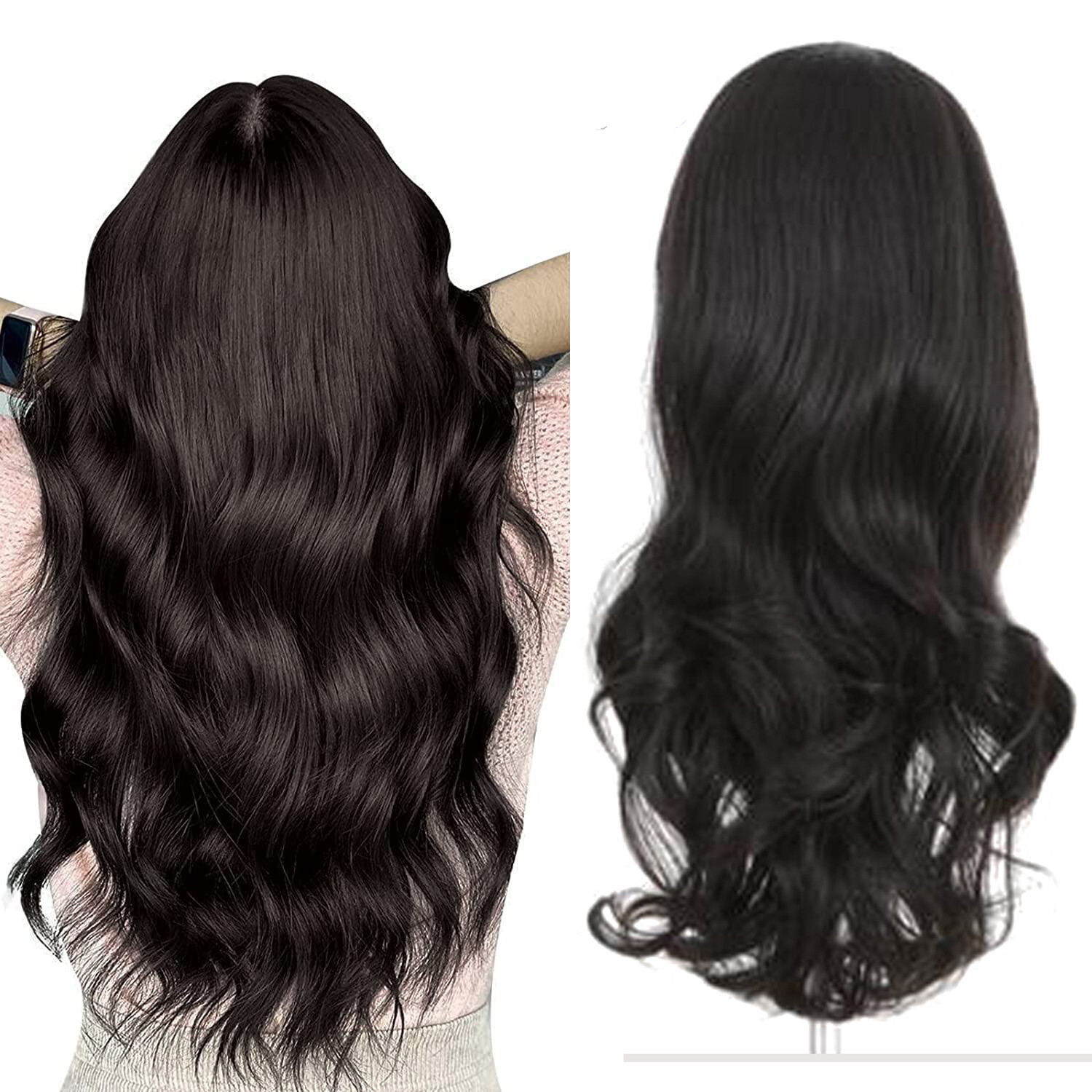 NEW 3/4 Machine Cap Half Wig Body Wave 100% Human Hair Remy Hair 3/4 Half Wig