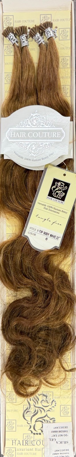 Hair Couture Versatile Human Remy Hair 22″ I-Tip Extensions Body Wave 120pcs #6