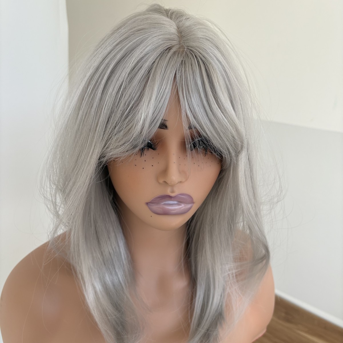 Bob Straight Gray Heat Resistant Synthetic Hair Cosplay Wig With Fringe