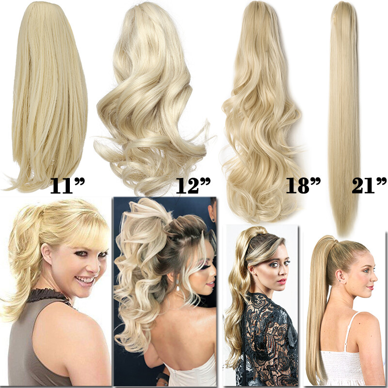 Any Shades Long Curly Hair Claw On Ponytail Clip In Hair Extension Fake Piece US