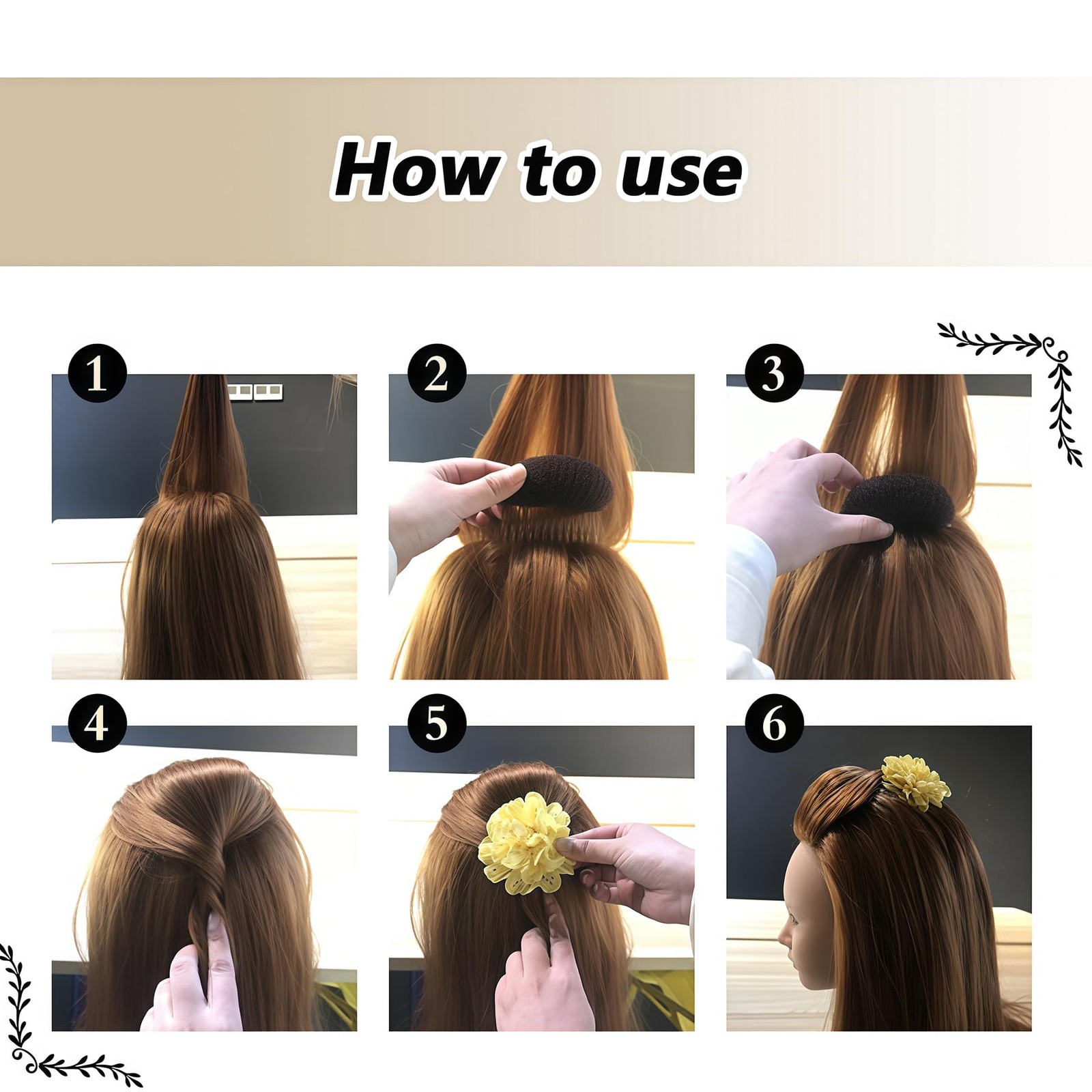 2Pcs Bump It Up Volume Hair Base Inserts 10.5cm x 6.5cm/4” x 2.6”, Brown