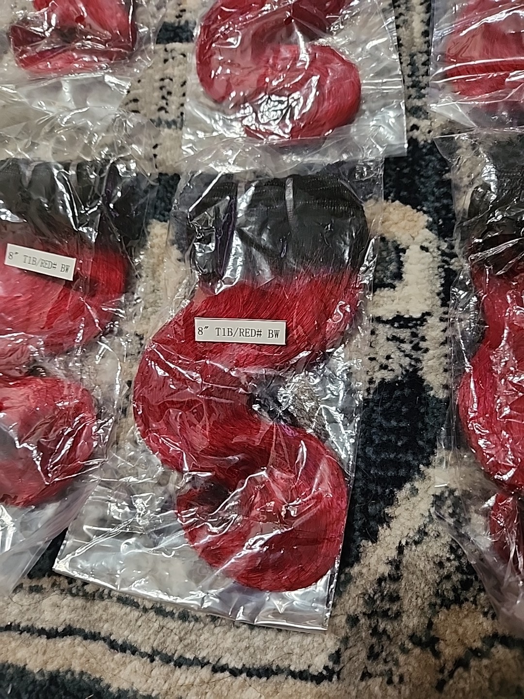 8″ T1B/RED 8 Packs Of Human Hair Bundles