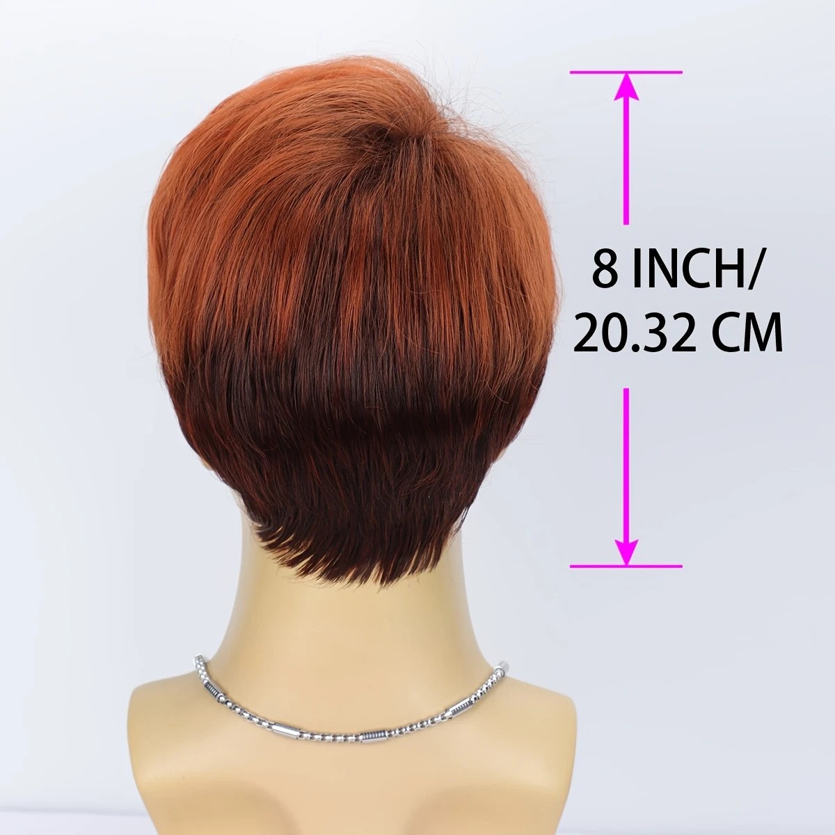 Orange Side Part Short Straight Synthetic Wig Rose Net Full Head Wig for Men
