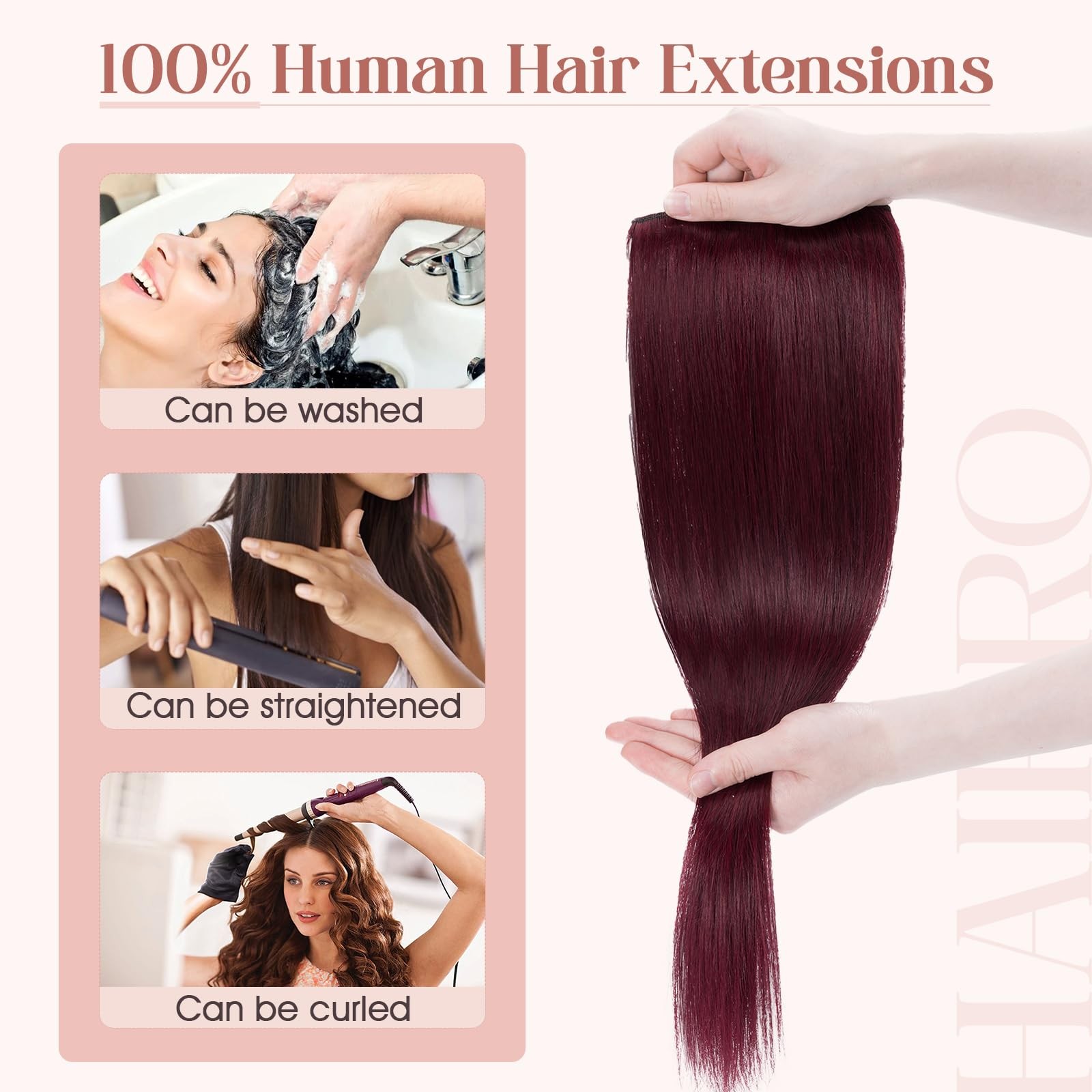 Hairro 16 Inch Clip In Extensions 100 Remy Human Hair 45G One-Piece 5 Clips