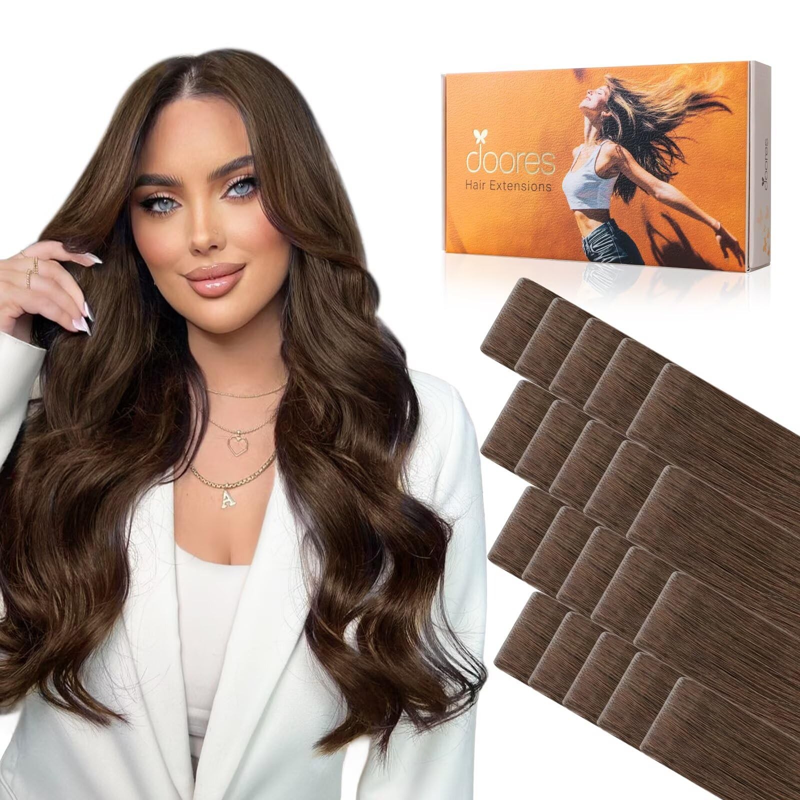 Doores Invisi Edge Tape In Hair Extensions Chocolate Brown 10 Injection