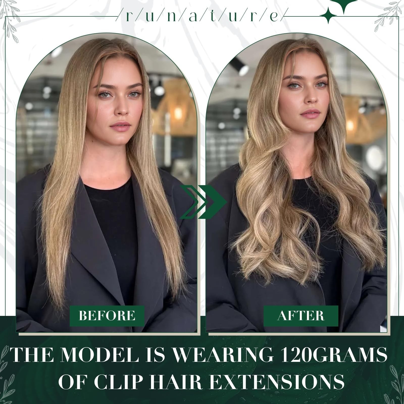 Balayage Clip in Hair Extensions 12 Inch 50g #3/8/22 Walnut Brown to Blonde