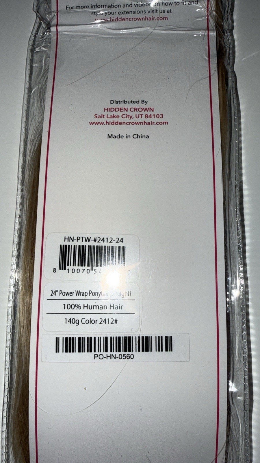 Hidden Crown Brand New Human Hair 24-12 Blonde Ponytail 24 Inch