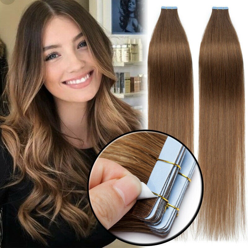 Invisible Seamless Tape In Hair Extensions Skin Weft 100% Remy Human Hair 40PCS