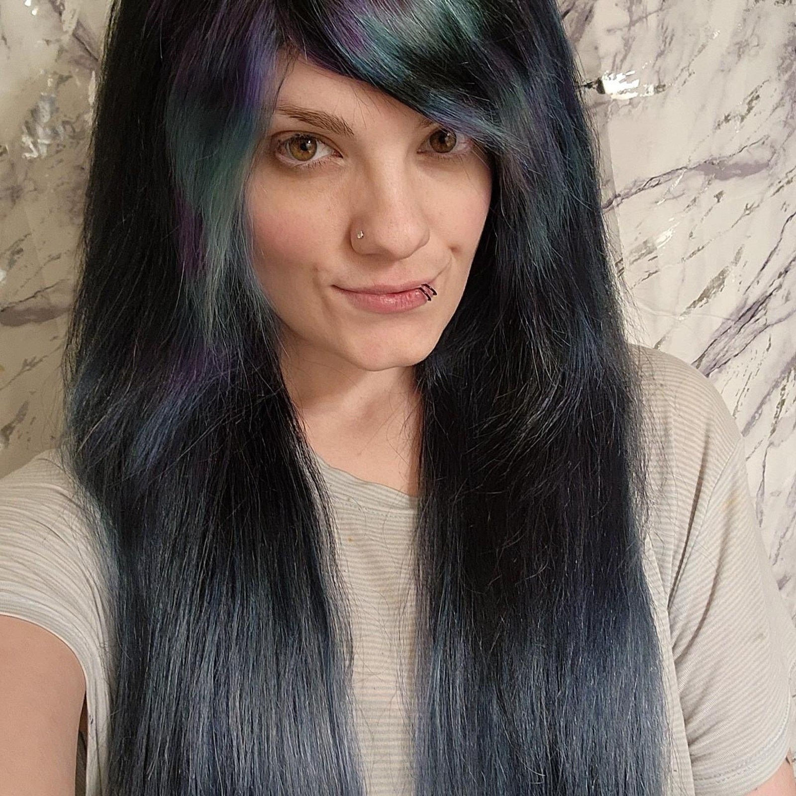 Mermaid Human Hair Scene Wig, 26 Inch 13×6 Lace Front Cyber Rave Emo Goth Y2K