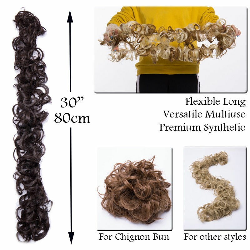 Real Thick New Curly Hair Extension Hairpiece Bun Updo Scrunchie Pony Tail us