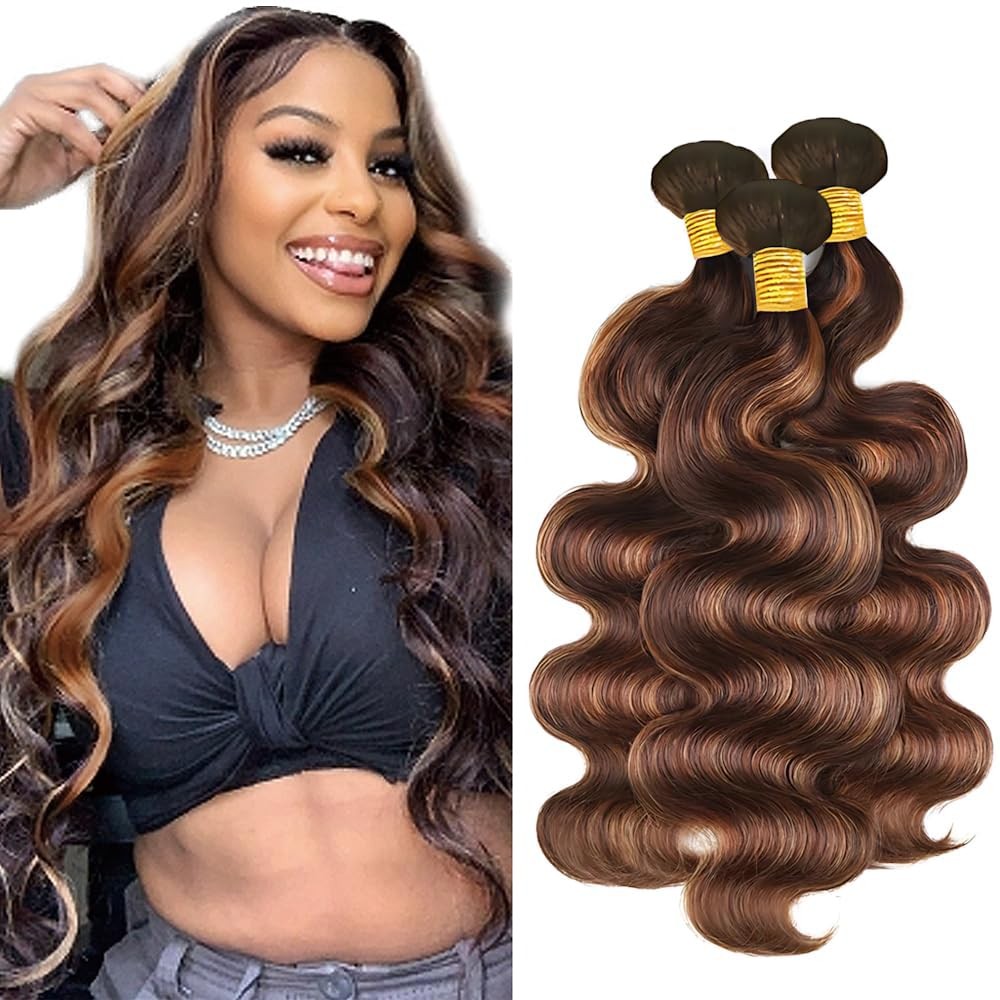 Freiuoke 28 30 32 Inch Color 30 Bundles P4/30 Body Wave Bundle Highlight Human