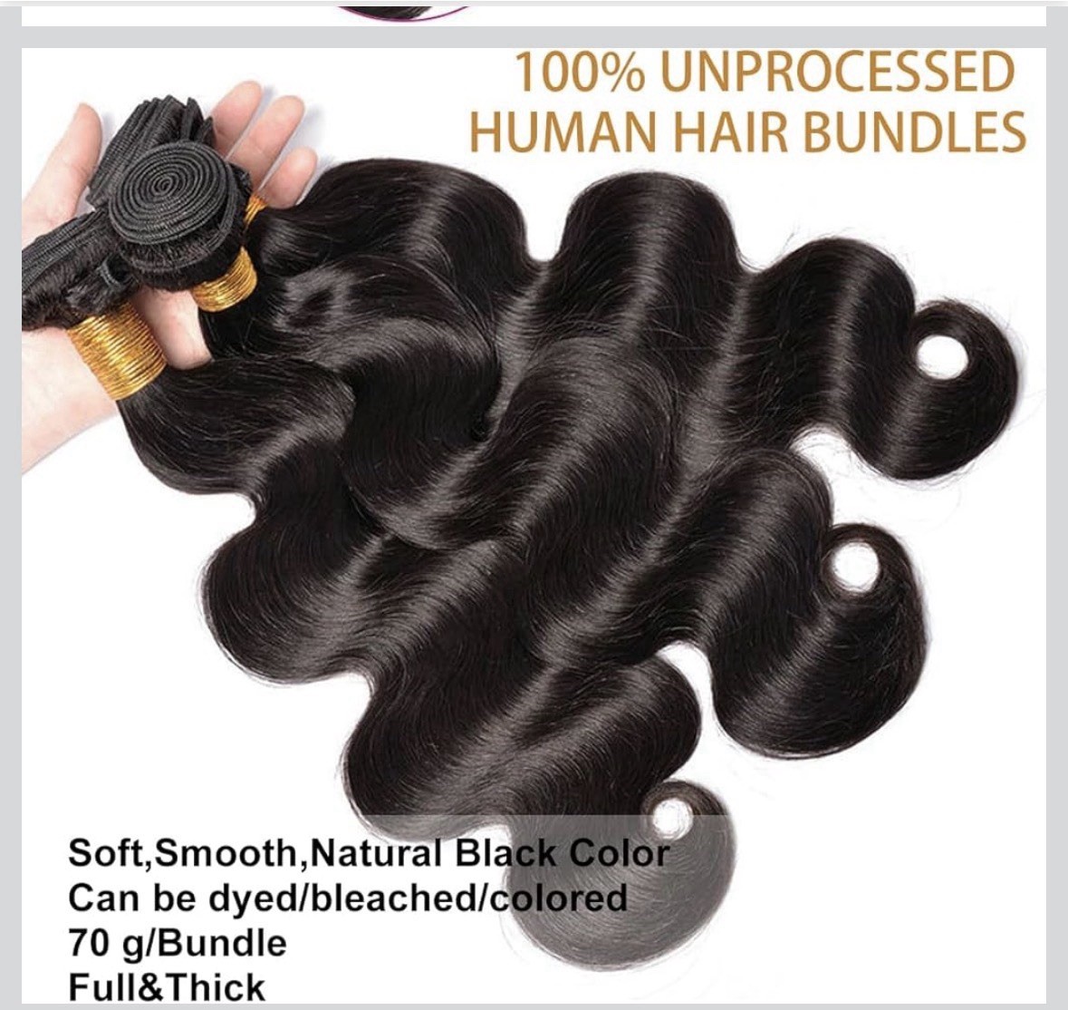 BaodanHair Human Hair Body Wave Double Weft Unprocessed 16in 3 Bundles