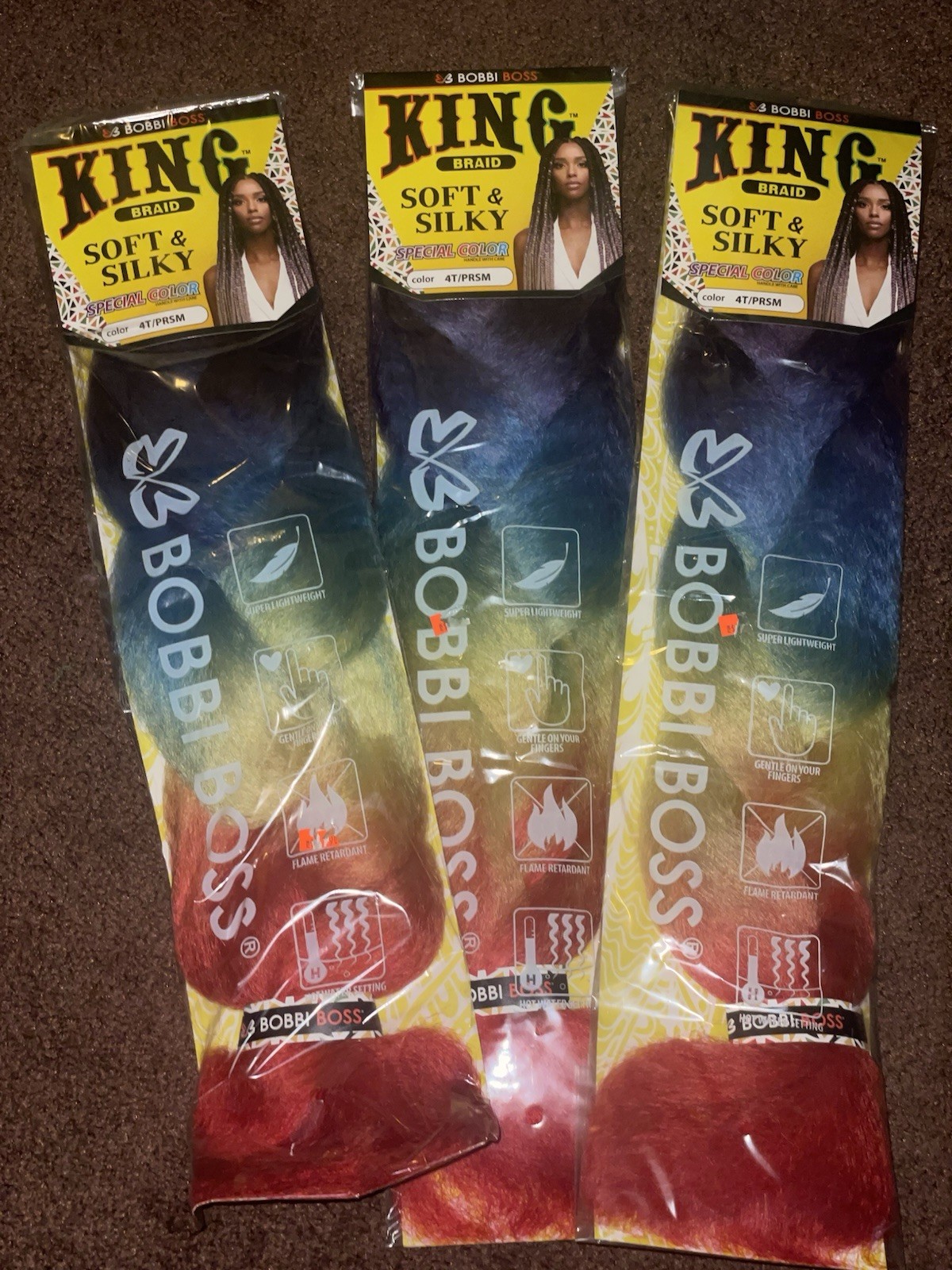 Rainbow Bobbi Boss King Braid Soft & Silky Flame Retardant Hair Red Blue Yel…