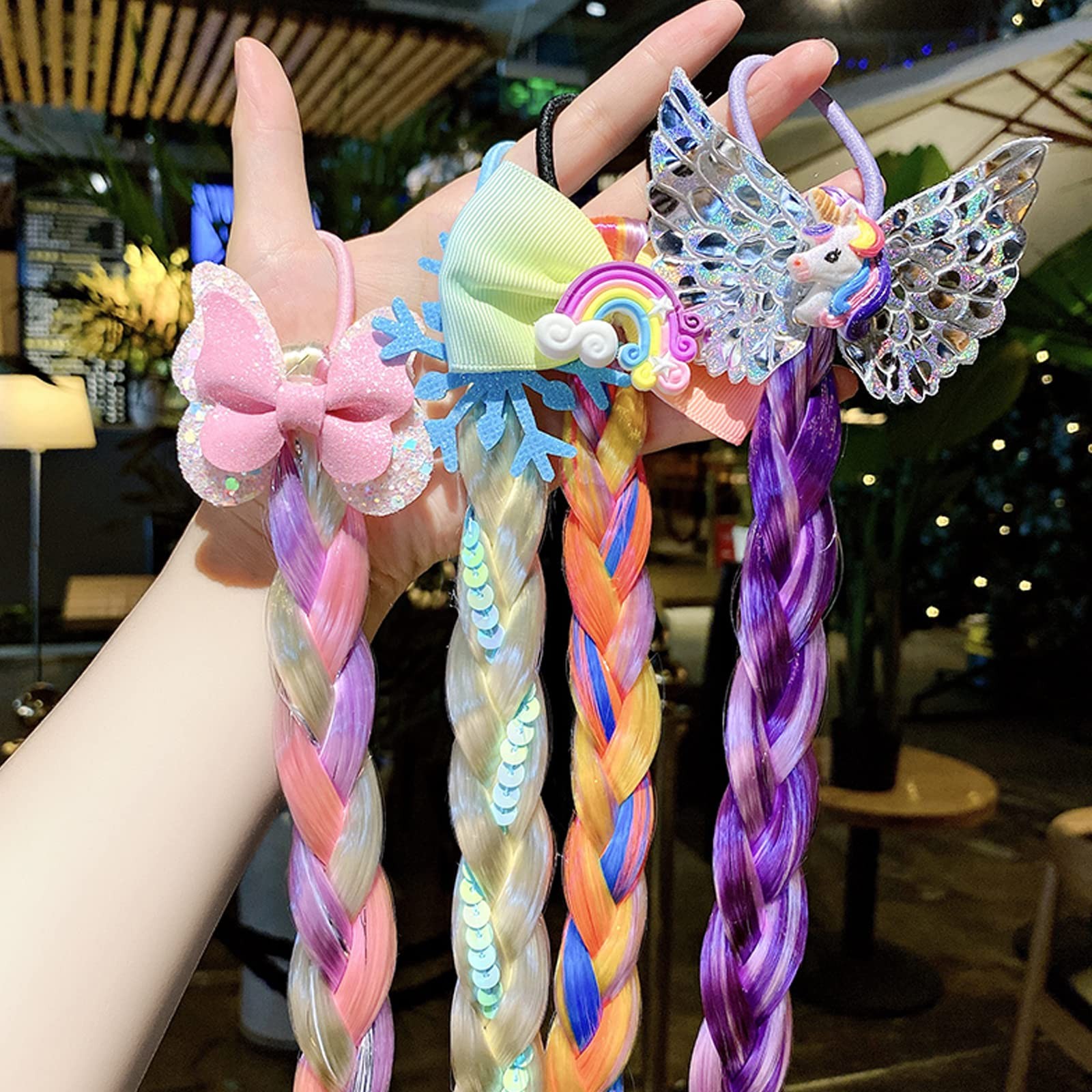 6Pcs Girls Colored 6 Count (Pack of 1), Kids Ponytail Extension Mix Color