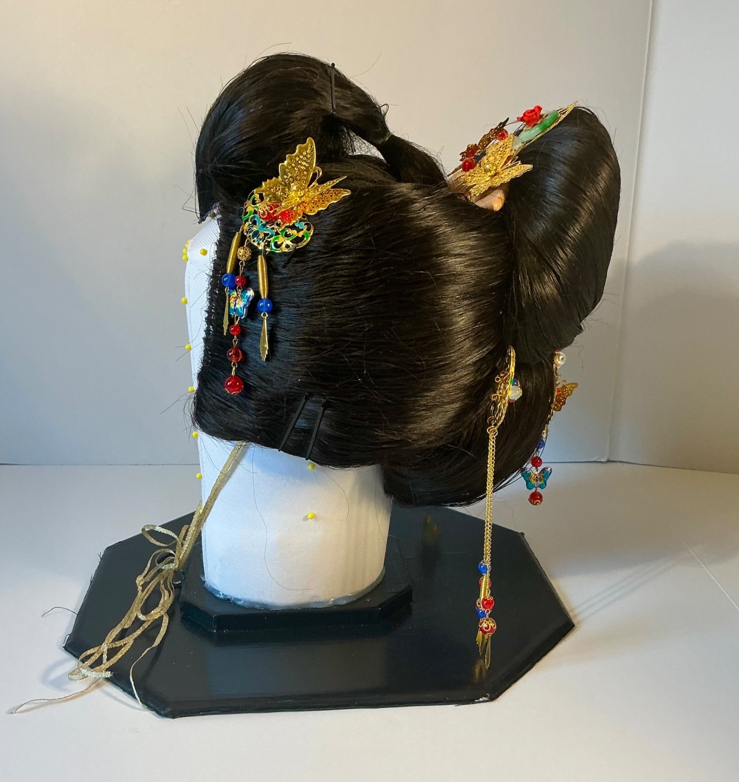 Japanese Traditional KATSURA Japanese Hair Bridal Wig Case with Stand & Kanzashi