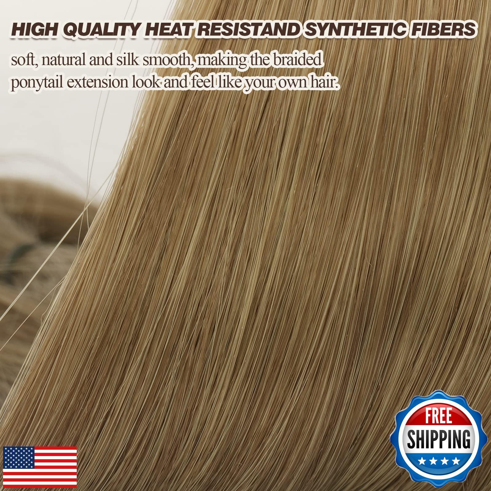 BARSDAR 26 Inch Long Braided Ponytail Extension with Hair Tie – Straight Slee