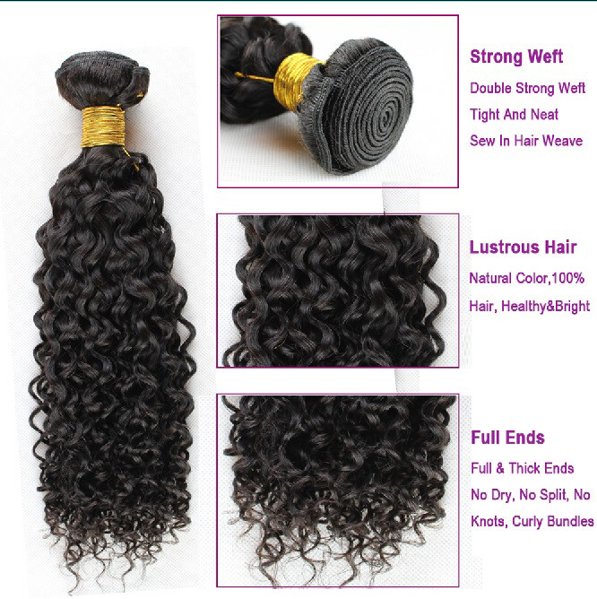 Jerry Curl unprocessed Virgin Brazilian Human Hair 1&3 Bundle natural color