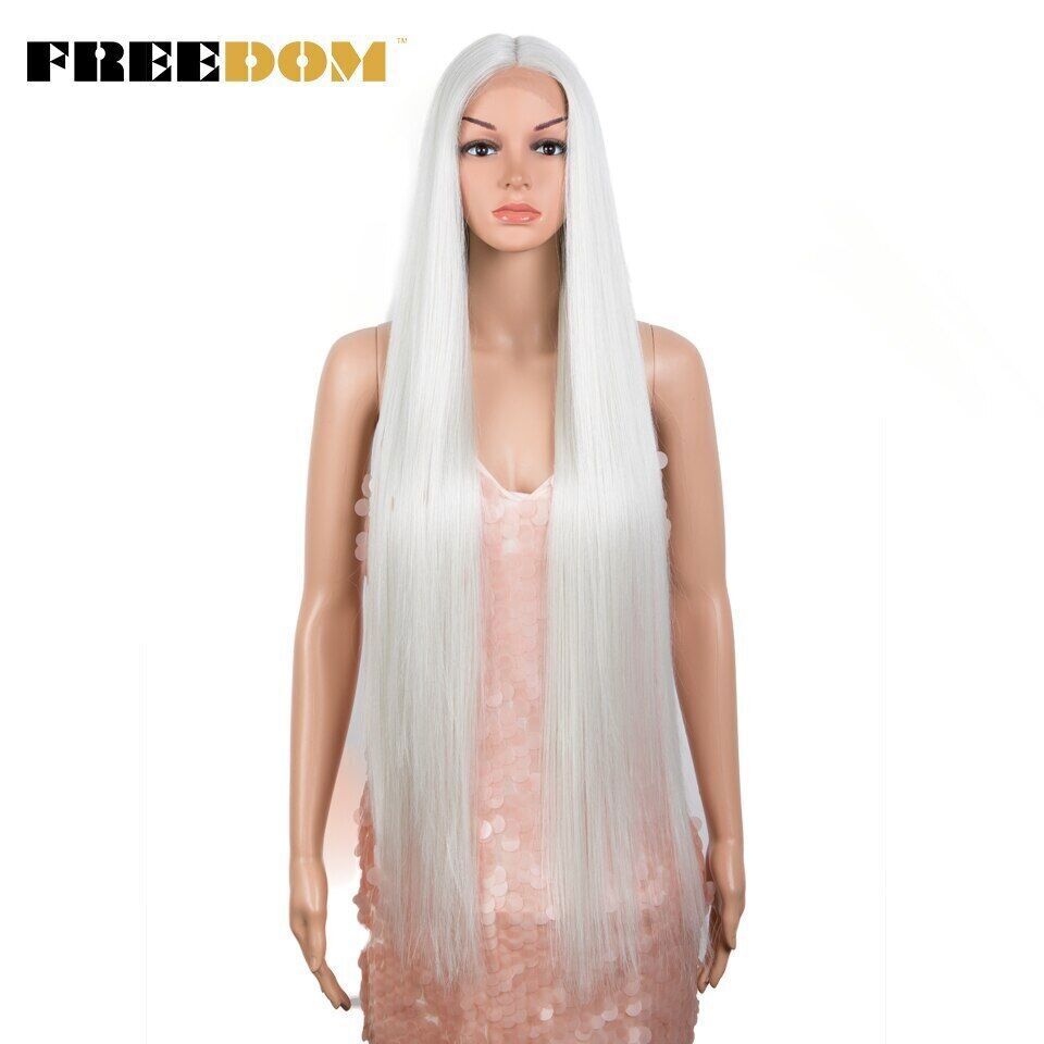 Synthetic Lace Front Wigs Super Long 38Inch Ombre Highlight Straight Wigs