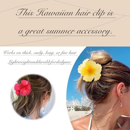 6PCS Hawaiian Flower Claw Clip, Red, white, blue, green, yellow, orange