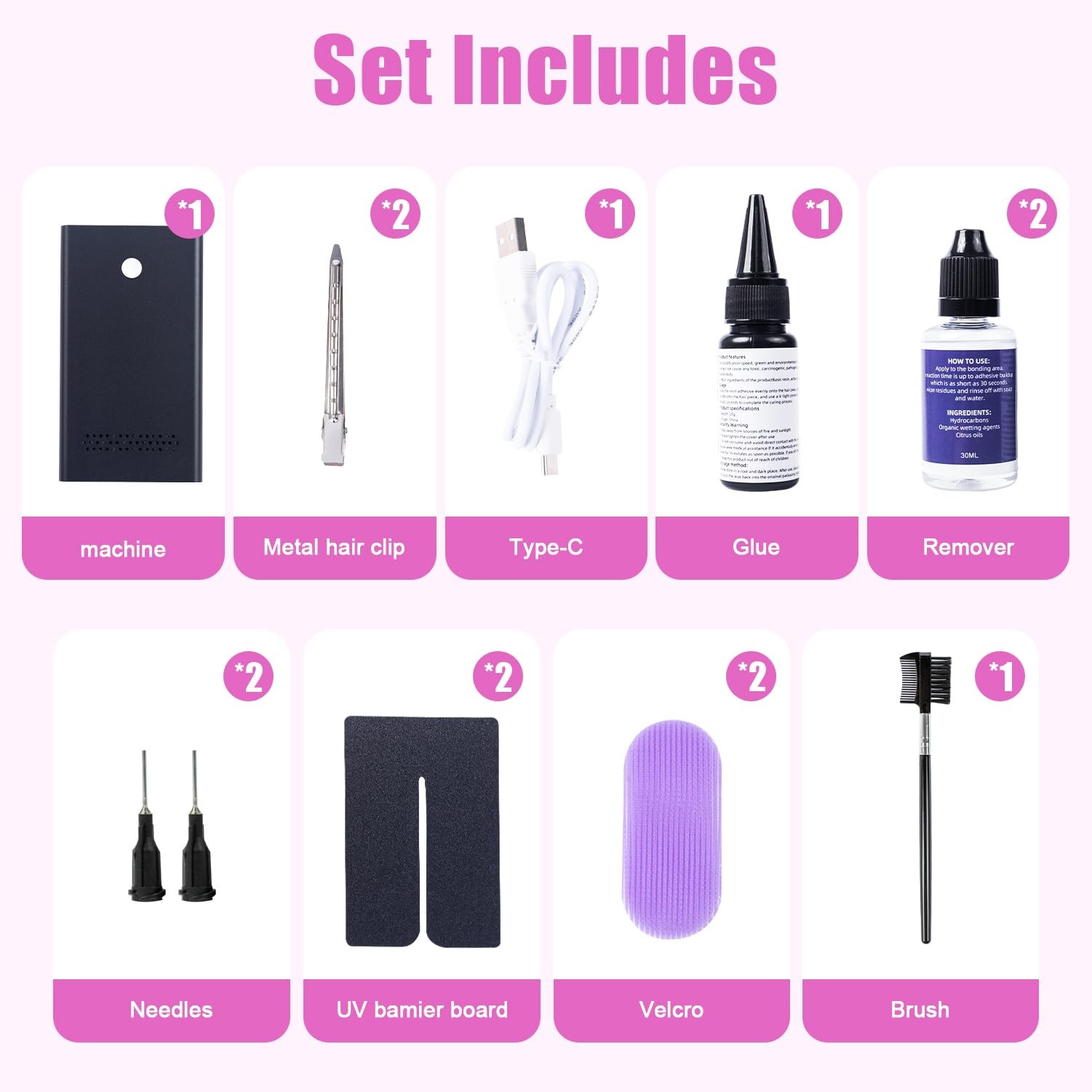 V Light Hair Extensions Kit – Complete Set with Machine, Glue & Remover