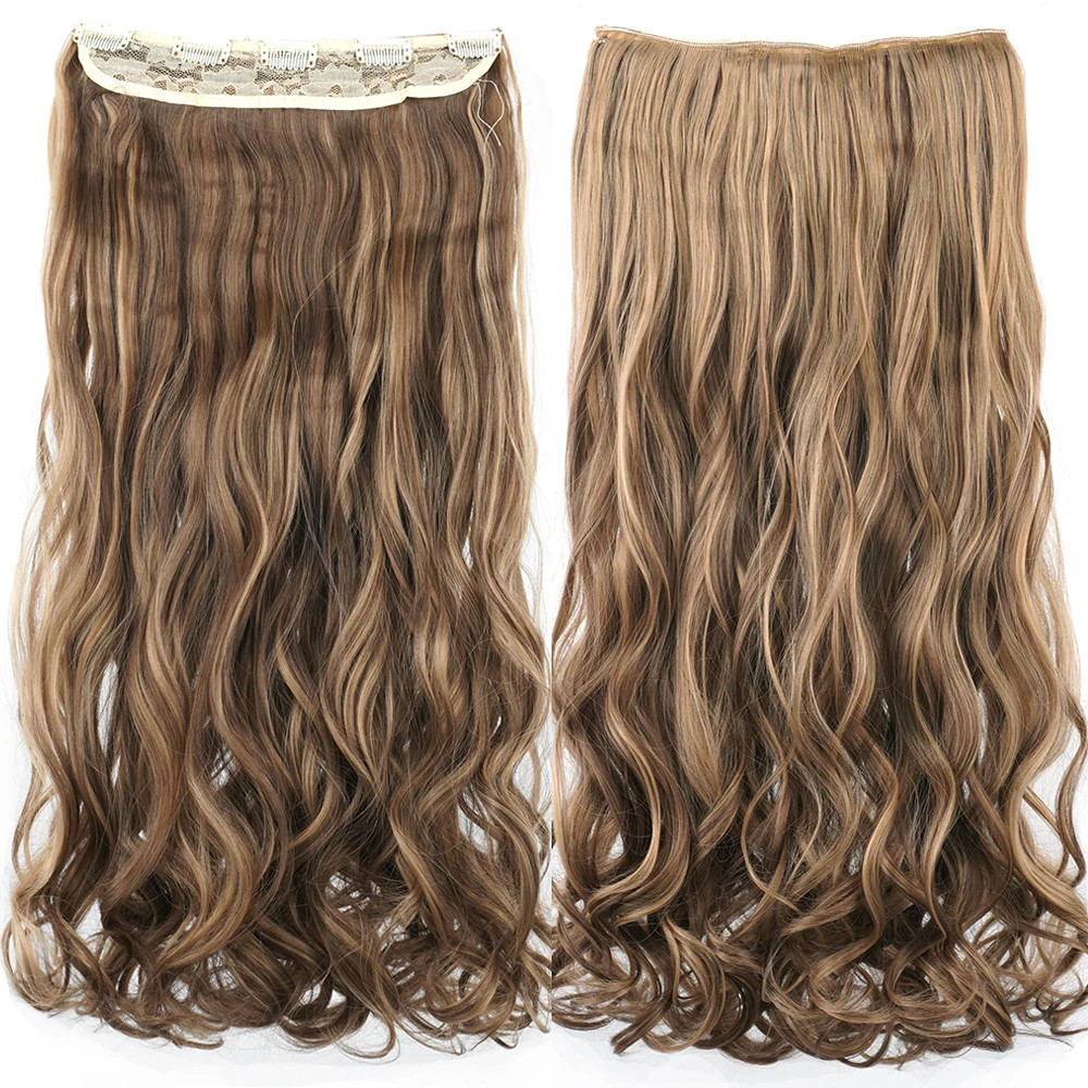 Dirty Blonde Curly Clip In Synthetic Hair Extensions Fake Hair Pieces for Women