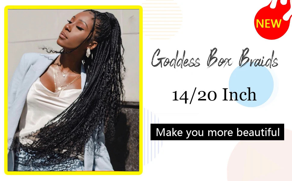 Goddess Boho Crochet Box Braids Hair Looped Extensions With Curly Ends for Women