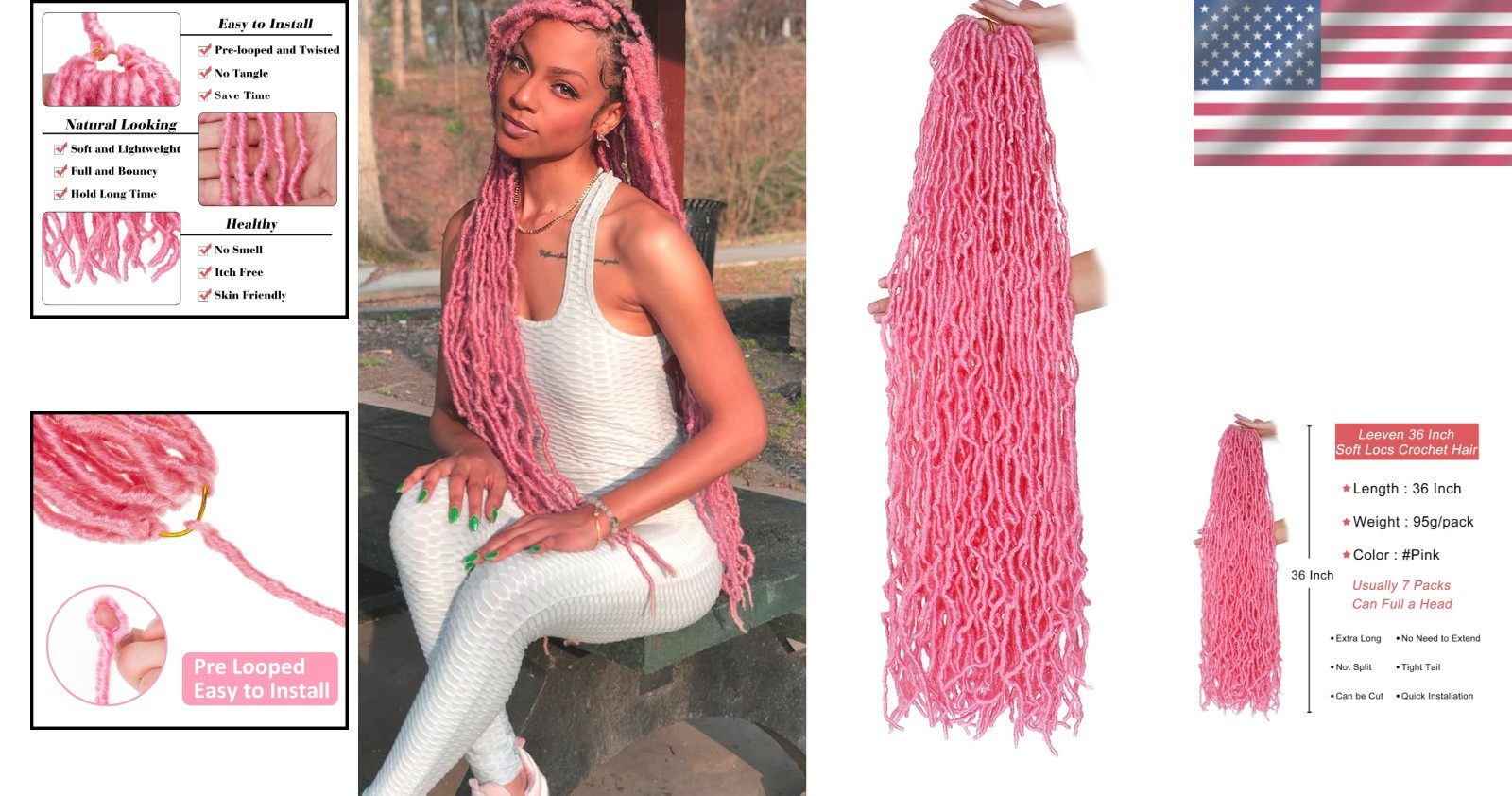 36 Inch Soft Locs for Black Women – Curly Wavy Extensions Pack of 3