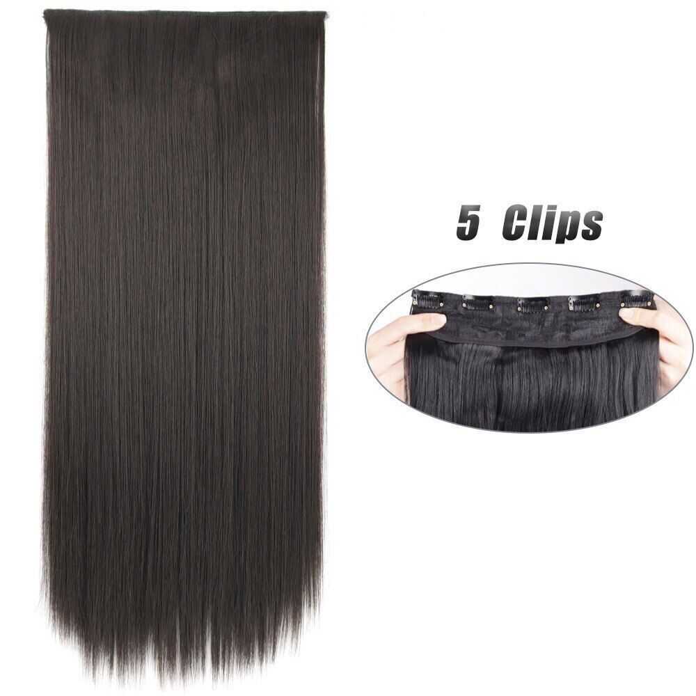 Synthetic 5Clip In Hair Extensions Long Straight Hairstyle 80CM Natural FakeHair