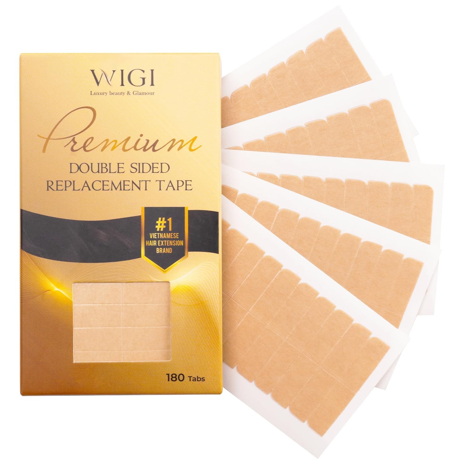 180 Premium Double-Sided Tape Tabs for Hair Extensions and Wigs, 4×0.8cm