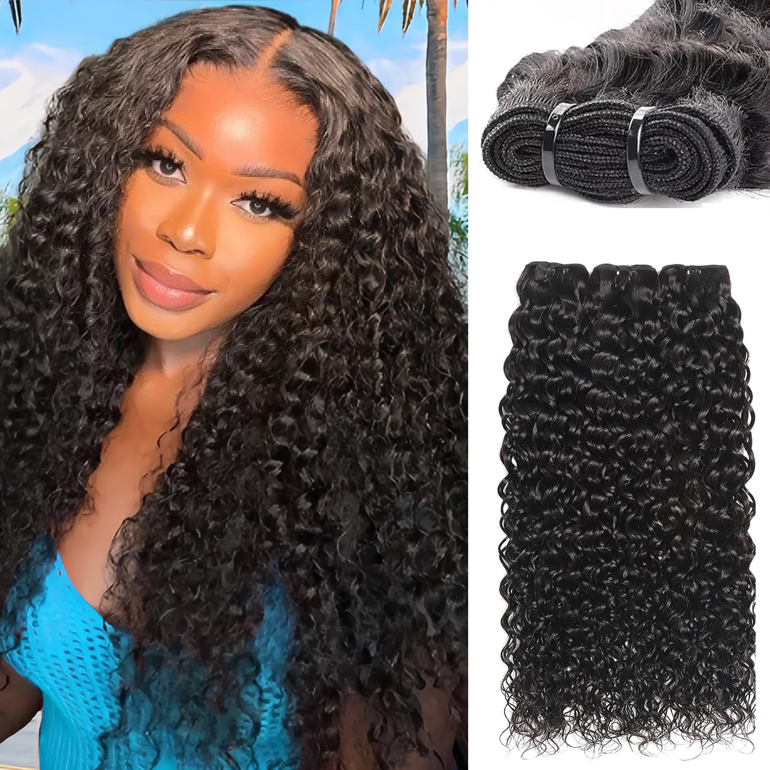 12A Water Wave Human Hair Bundles 16 18 20 Inch Wet And Wavy Bundles Human Hair