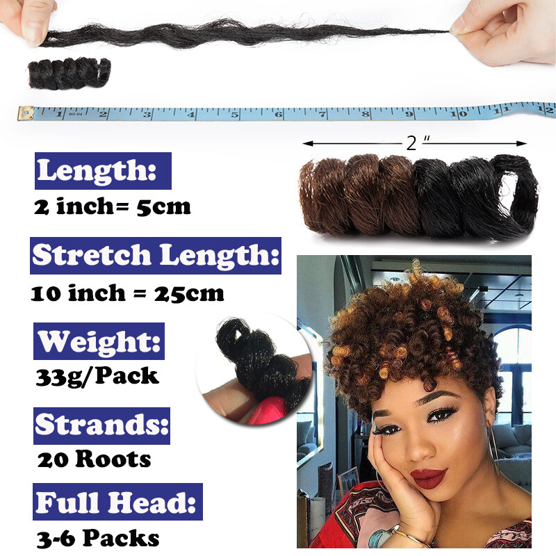 Kinky Bounce Crochet Jumpy Wand Curly Wand Braids Hair Jamaican Bounce Twist 2″
