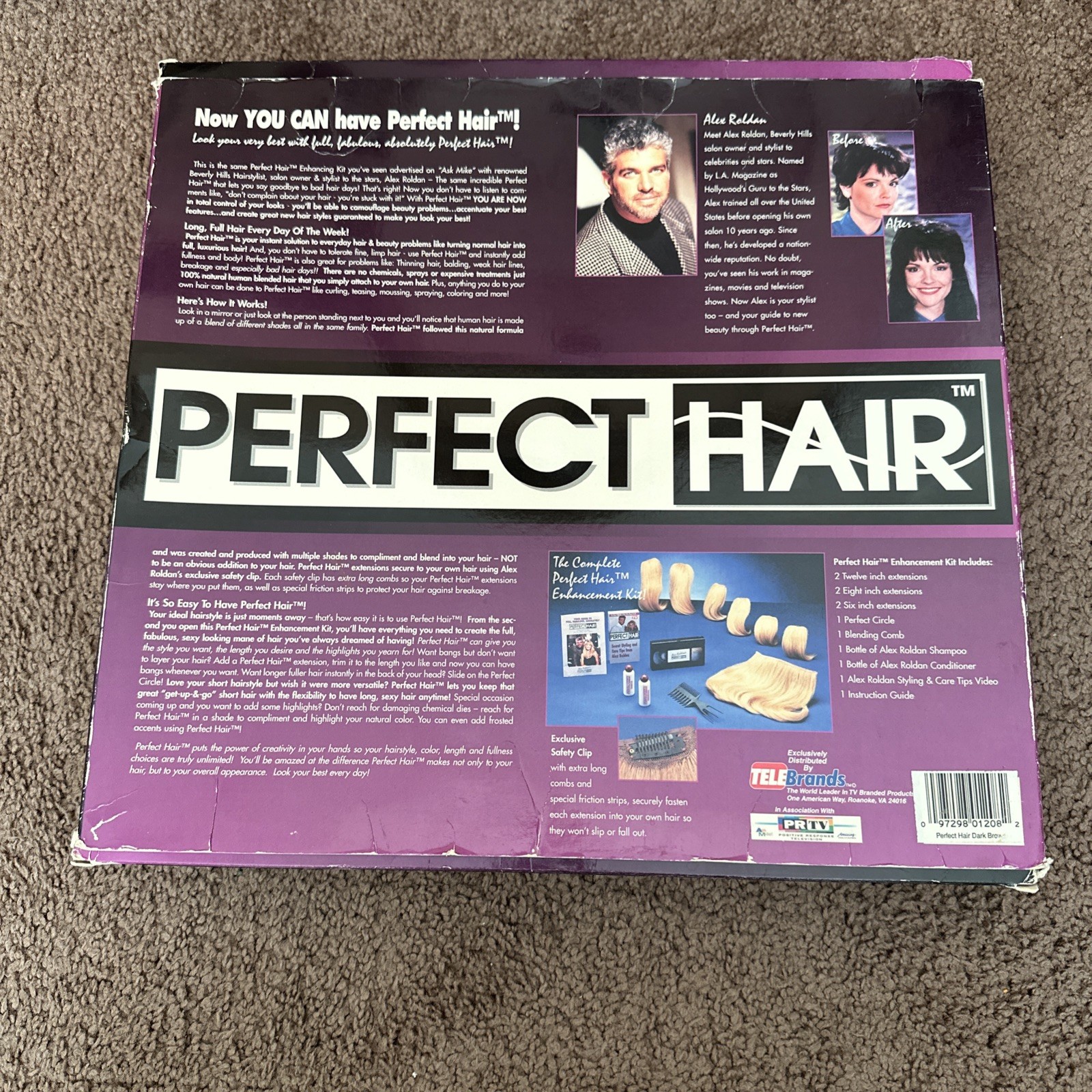 Alex Roldan Perfect Hair 100% Human Hair Extensions Dark Brown VTG Open Box Read