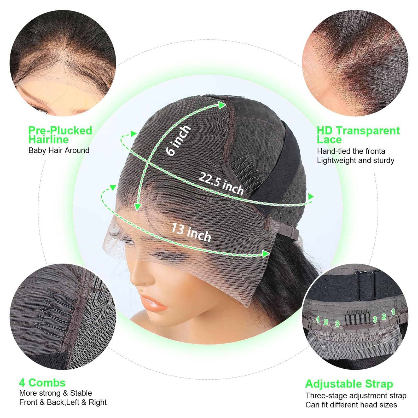 30″ 13×6 HD Lace Front Wig – 200 Density Deep Wave Human Hair, Glueless, Pre-Plu
