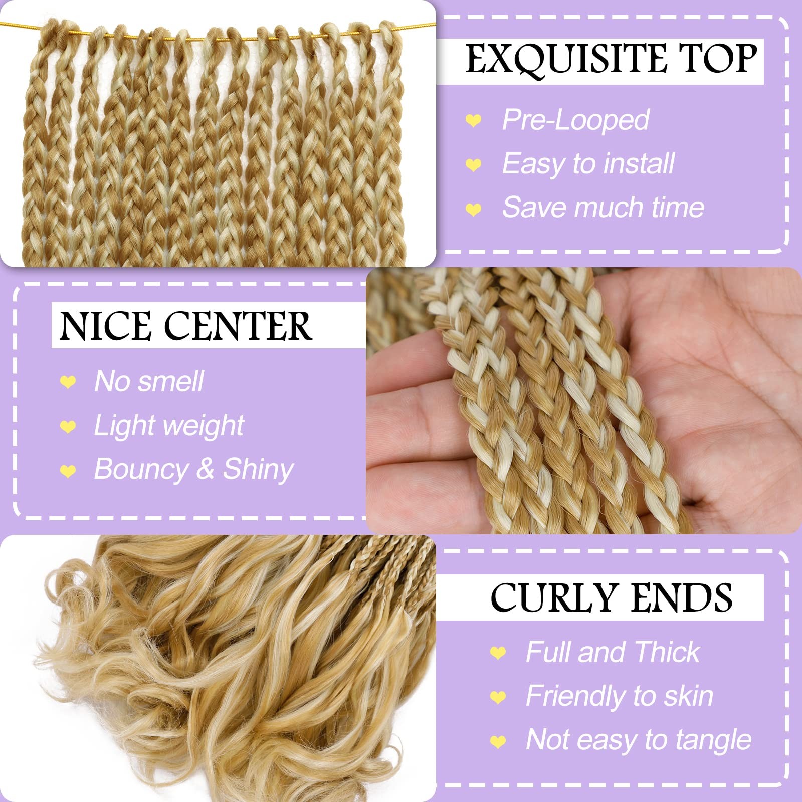 French Curl Crochet Braids 12 Inch Goddess Box Pre-Looped Hair Soft Lightweight