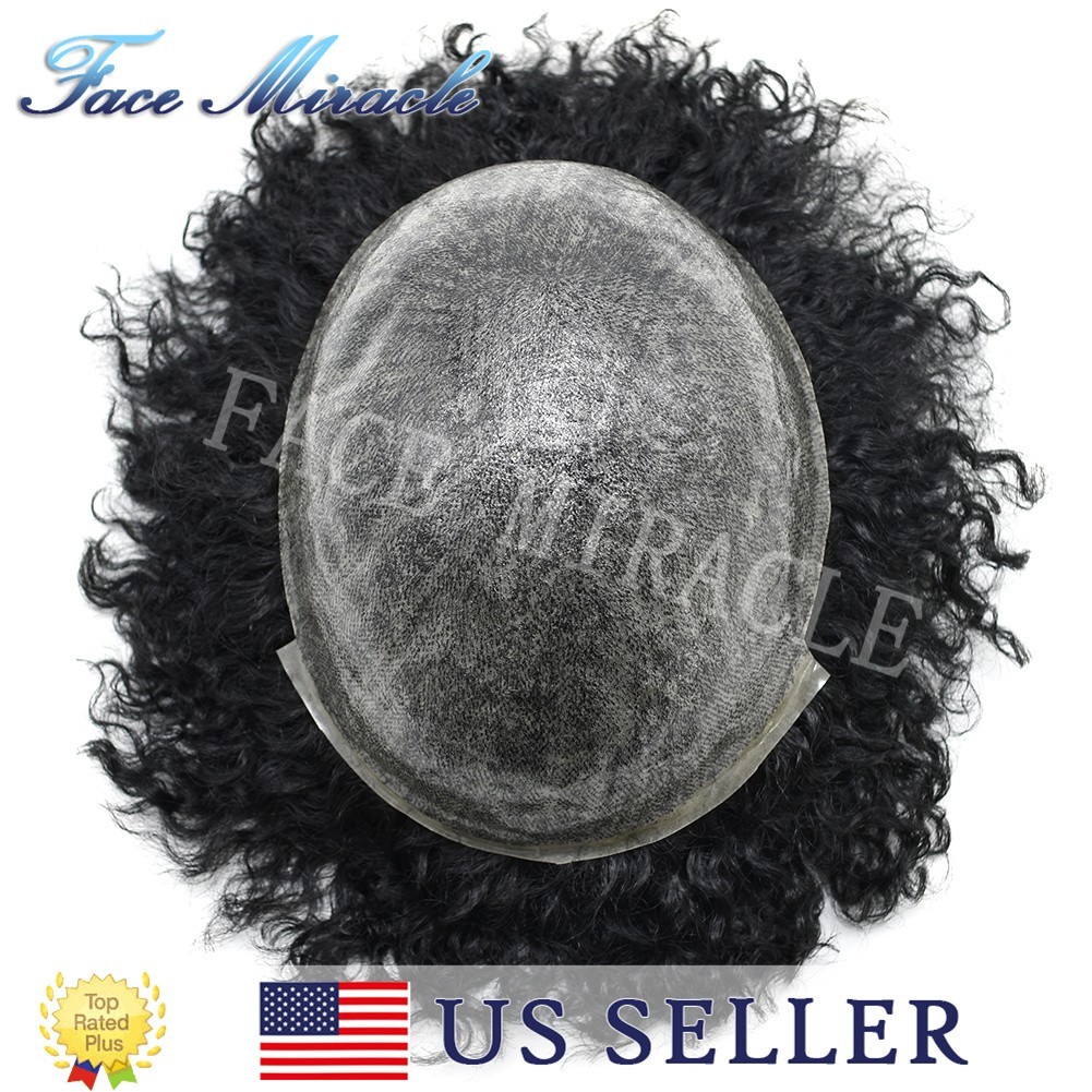 Afro Toupee For Black Men Mens Thin Skin Hairpieces African American Hair System