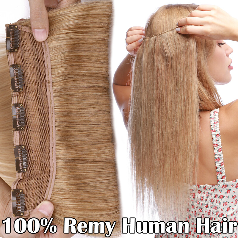 One Piece Softs Thick Real Hair Extensions Clip In Human Hair Weft 3/4 Full Head