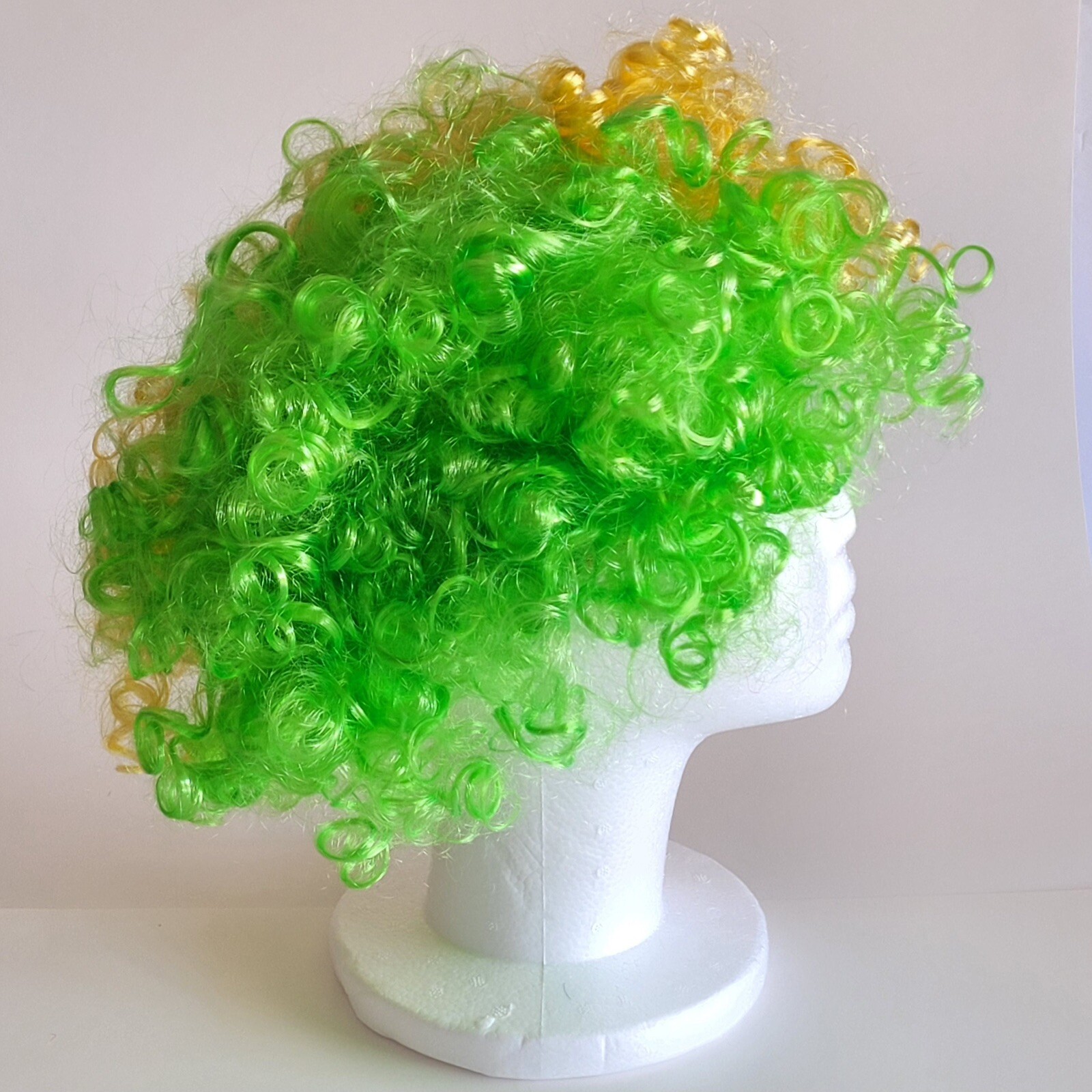 Brasil Brazil Flag-Inspired Jumbo Afro Wig Vibrant Green & Yellow Synthetic New